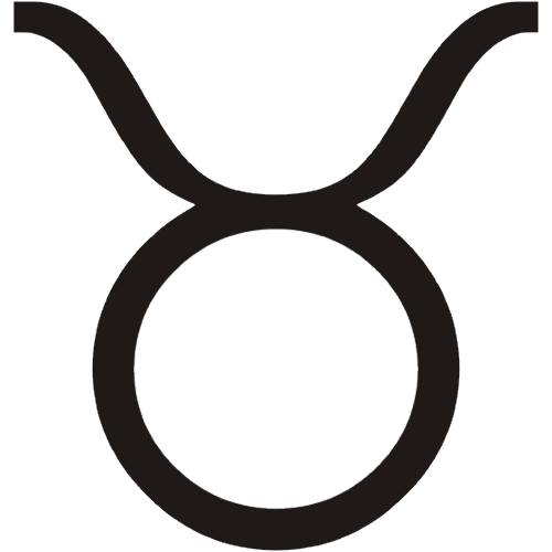 Símbolo en blanco y negro del signo zodiacal Tauro del horóscopo
